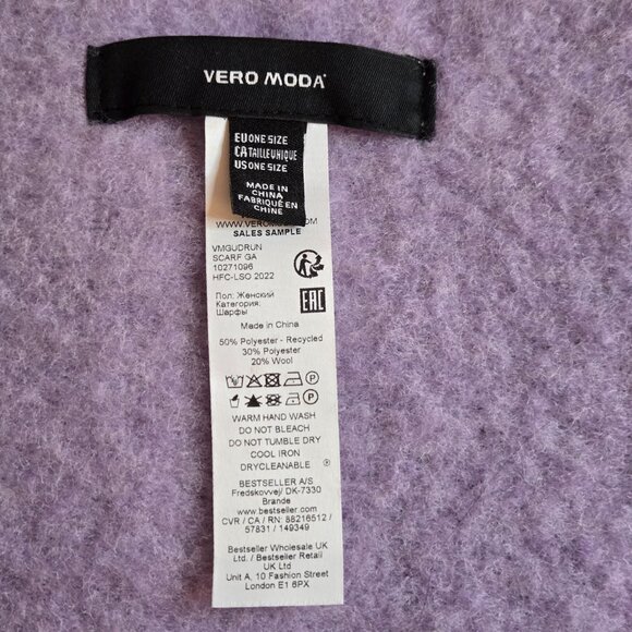 Vero Moda Lavender Wool Blend Scarf | Gudrun | Brushed Fringe | Unisex - Picture 3 of 4